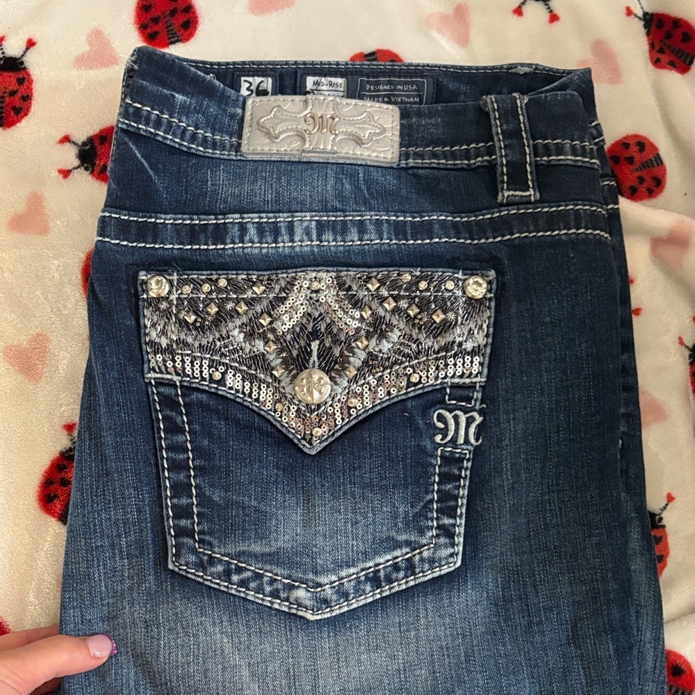 Miss Me Dark Blue Embellished Boot Cut Jeans